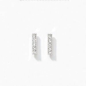 Pavé Bar Earrings, Rhodium